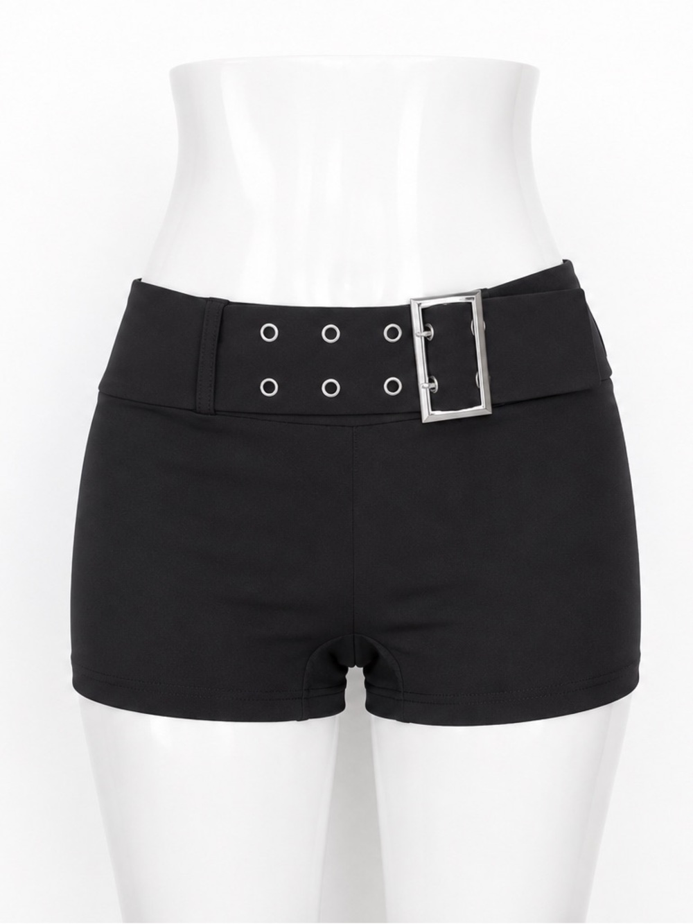 High-Waist Black Belted Bike Shorts for Women